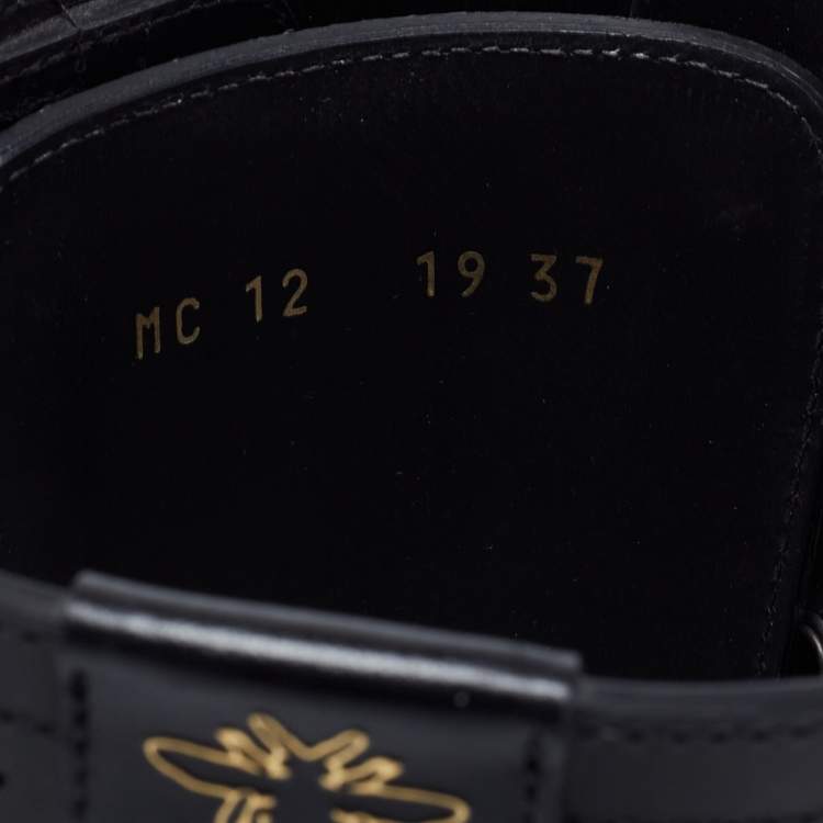 Pre Owned Dior Black Leather Lasercut Accent Combat Boots Size 37