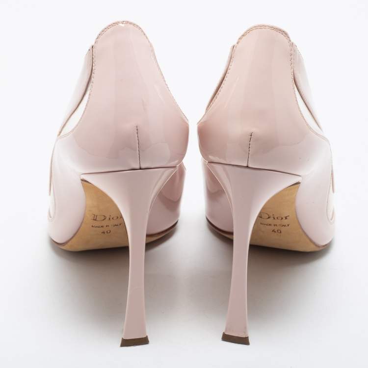 Pre Owned Dior Black Patent Leather And PVC Pointed Toe Pumps Size 40