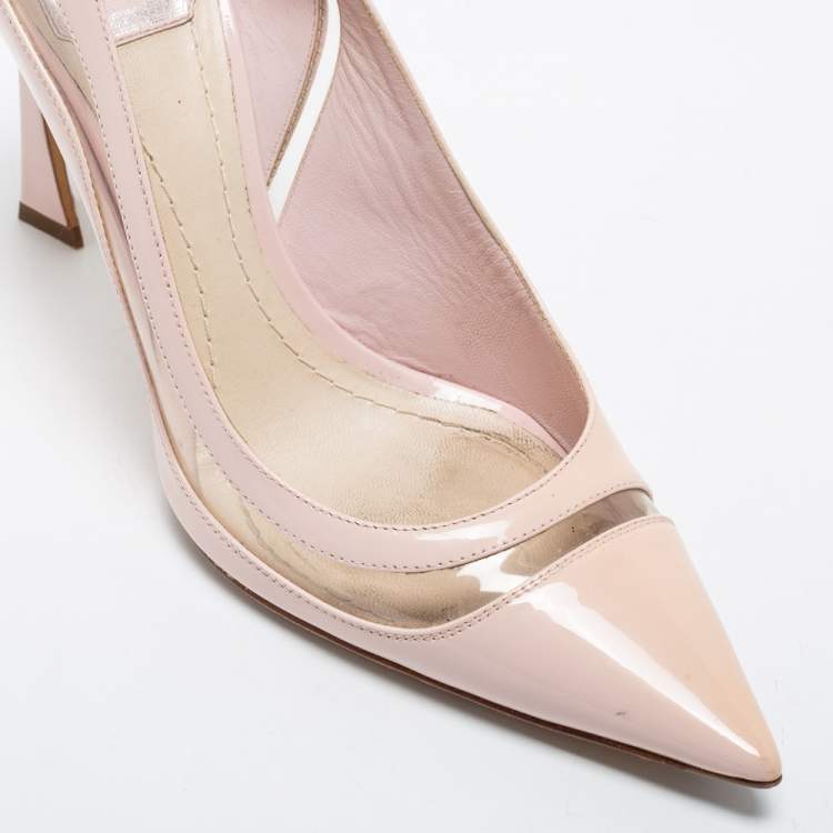 Pre Owned Dior Black Patent Leather And PVC Pointed Toe Pumps Size 40