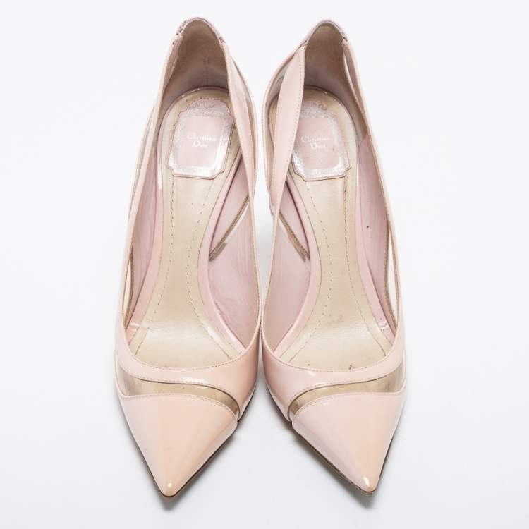 Pre Owned Dior Black Patent Leather And PVC Pointed Toe Pumps Size 40