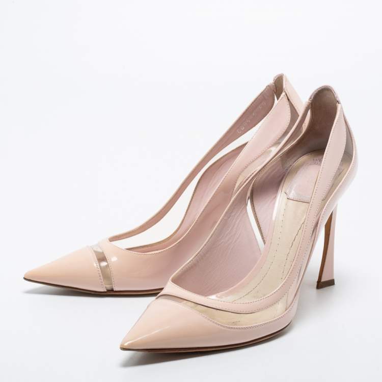 Pre Owned Dior Black Patent Leather And PVC Pointed Toe Pumps Size 40