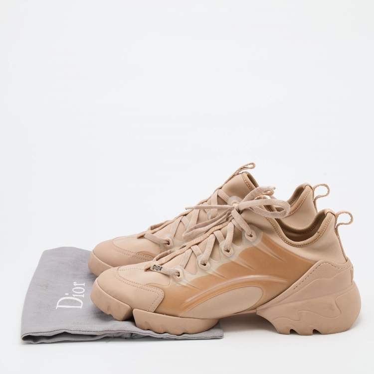 Pre Owned Dior Beige Stretch Fabric and Rubber D-Connect Sneakers Size 40