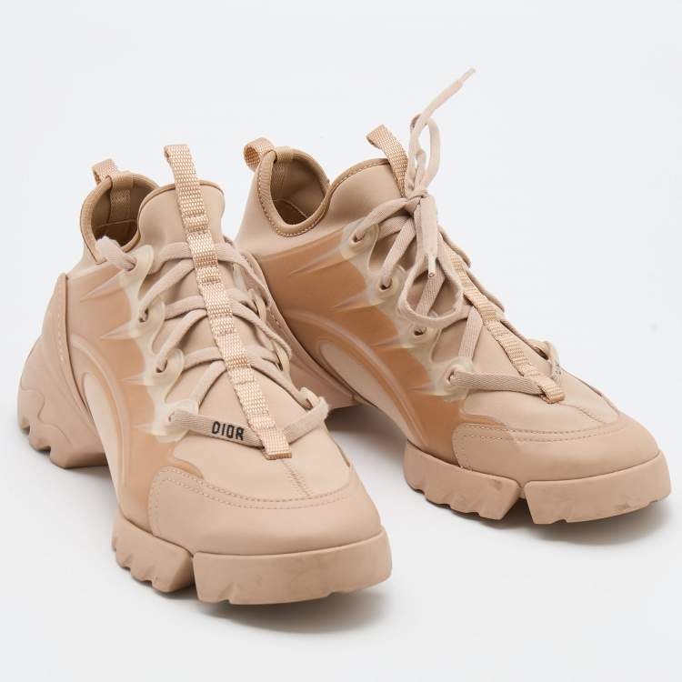 Pre Owned Dior Beige Stretch Fabric and Rubber D-Connect Sneakers Size 40