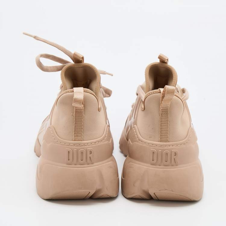 Pre Owned Dior Beige Stretch Fabric and Rubber D-Connect Sneakers Size 40