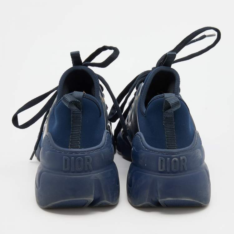 Pre Owned Dior Blue Neoprene and Leather D-Connect Sneakers Size 36