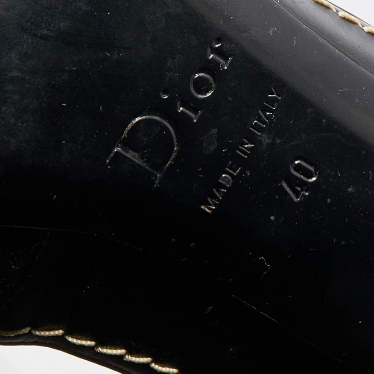 Pre Owned Dior Black Suede and Leather Whipstitch Tassel Pumps Size 40