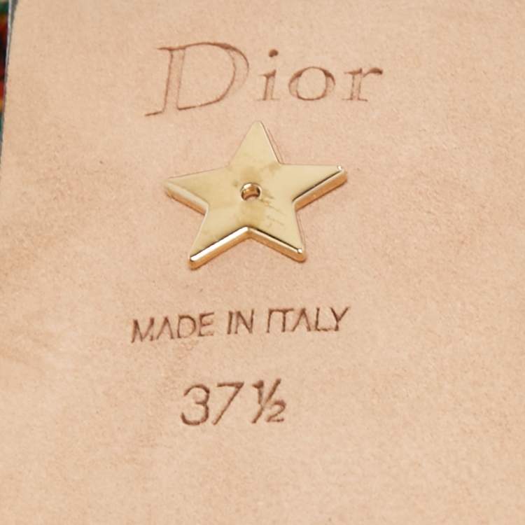 Pre Owned Dior Black Fabric J'adior Pointed Toe Ankle Wrap Flats  Size 37.5