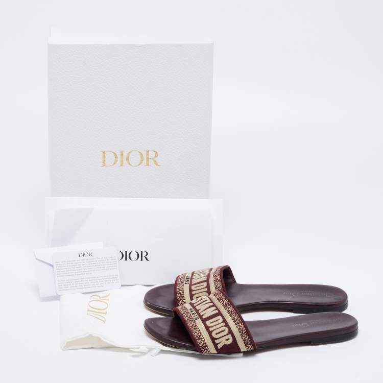 Pre Owned Dior Brown Canvas Dway Flat Slides Size 39