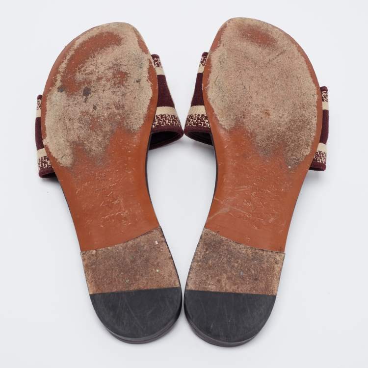 Pre Owned Dior Brown Canvas Dway Flat Slides Size 39