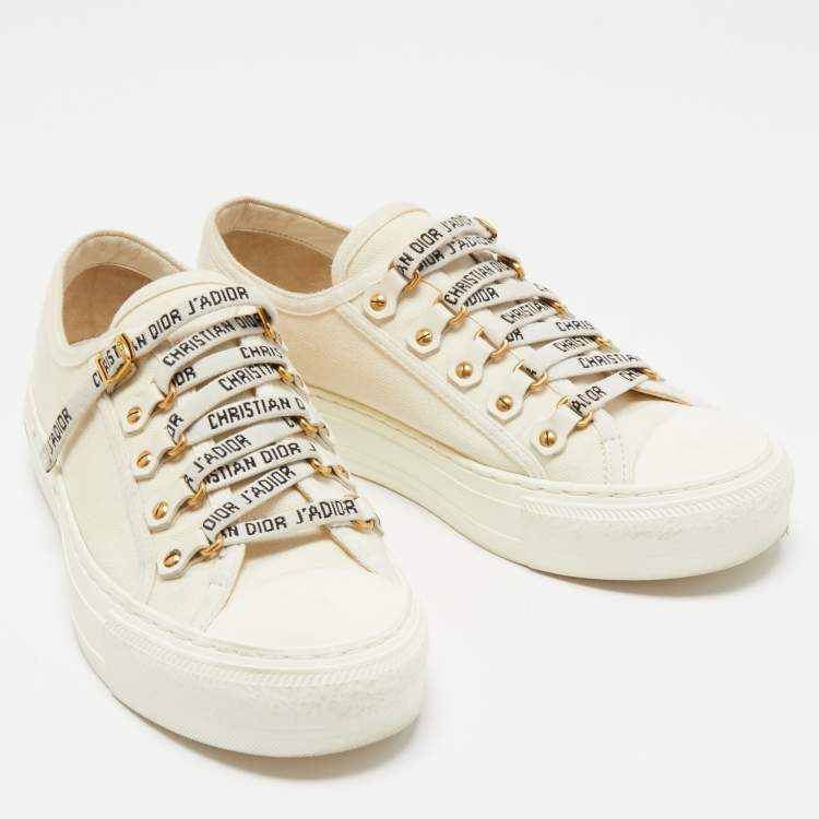 مملوكة مسبقًا Dior White Canvas walk n' dior  Sneakers Size 37