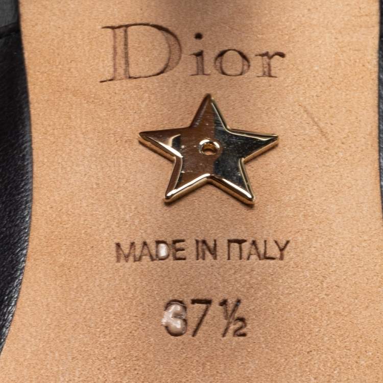 مملوكة مسبقًا Dior Black Leather Studded J'adior Slingback Pumps Size 37.5