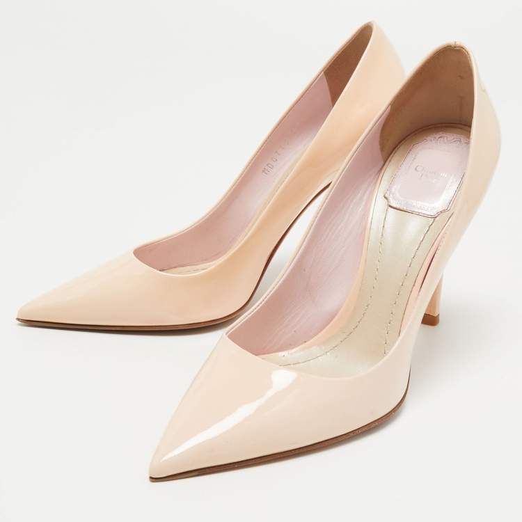 Pre Owned Dior Light Pink Patent Leather Dior Essence Pointed Toe Pumps Size 37.5