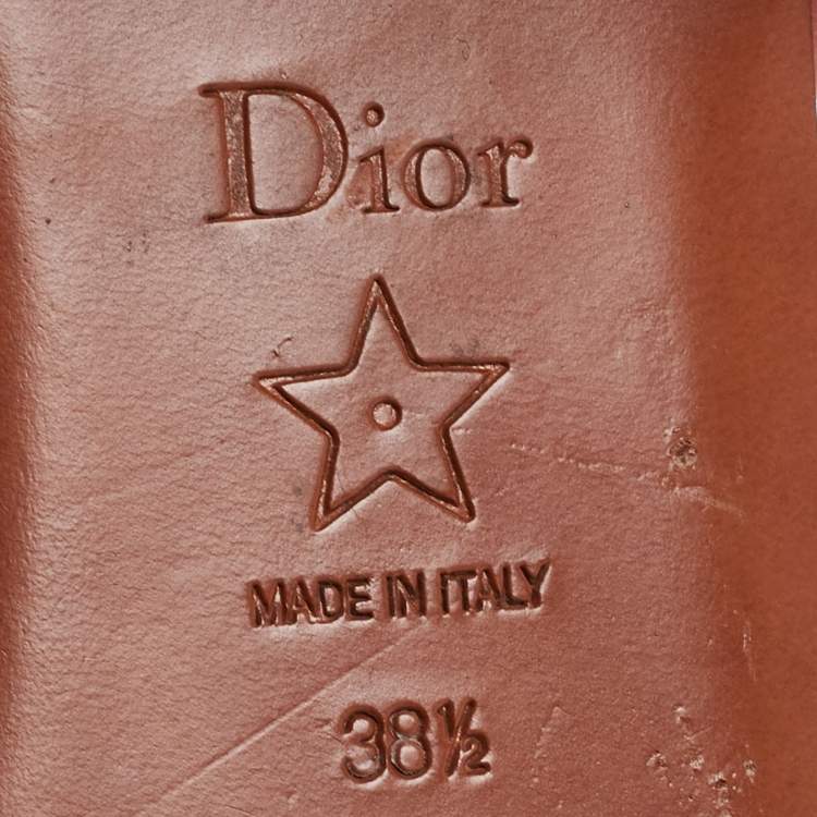 Pre Owned Dior Burgundy Leather D Club Flat Slides Size 38.5