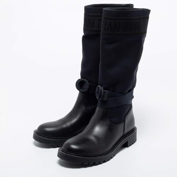 Dior D-major Leather Long Boot In Blue