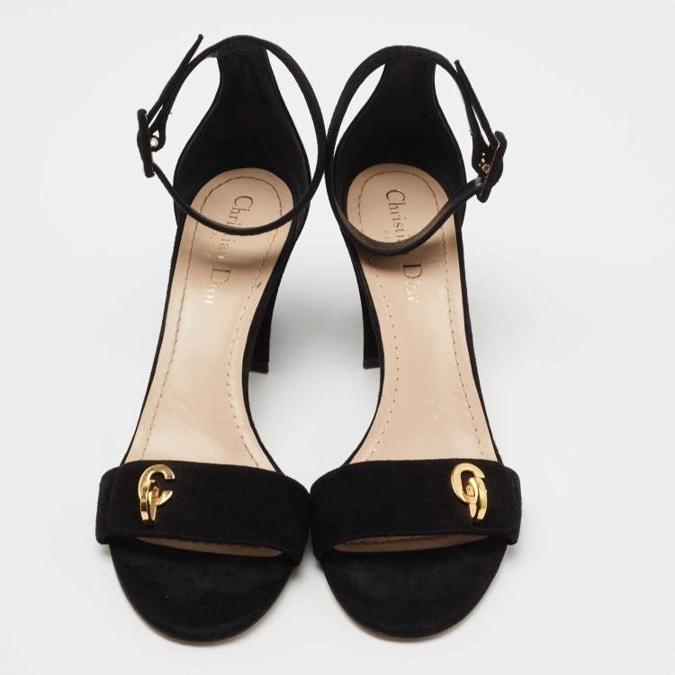 Pre Owned Dior Black Suede C'est Ankle Strap Sandals Size 39