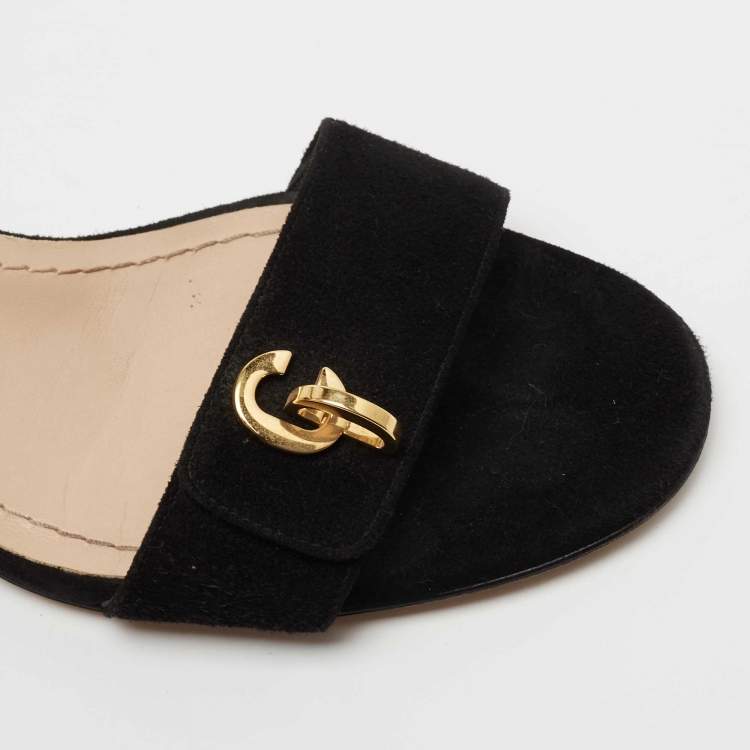 Pre Owned Dior Black Suede C'est Ankle Strap Sandals Size 39
