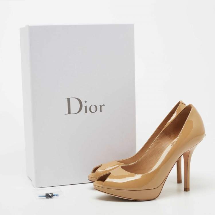 Pre Owned Dior Beige Patent Leather Miss Dior Pumps Size 36