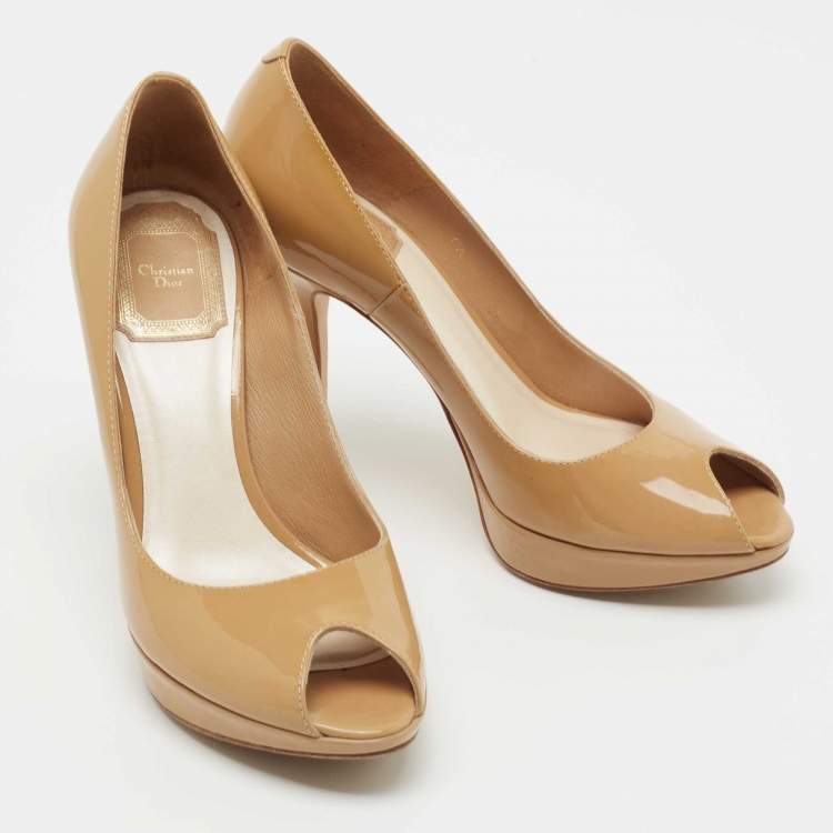 Pre Owned Dior Beige Patent Leather Miss Dior Pumps Size 36