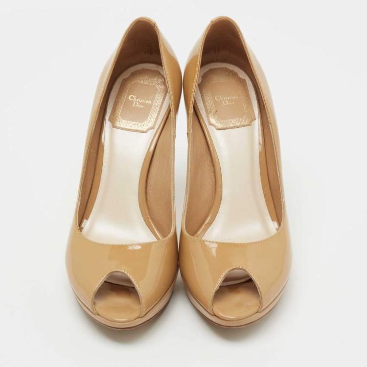 Pre Owned Dior Beige Patent Leather Miss Dior Pumps Size 36