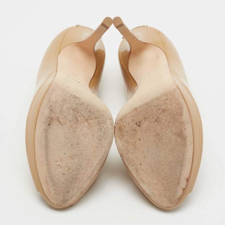 Pre Owned Dior Beige Patent Leather Miss Dior Pumps Size 36