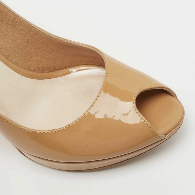 Pre Owned Dior Beige Patent Leather Miss Dior Pumps Size 36