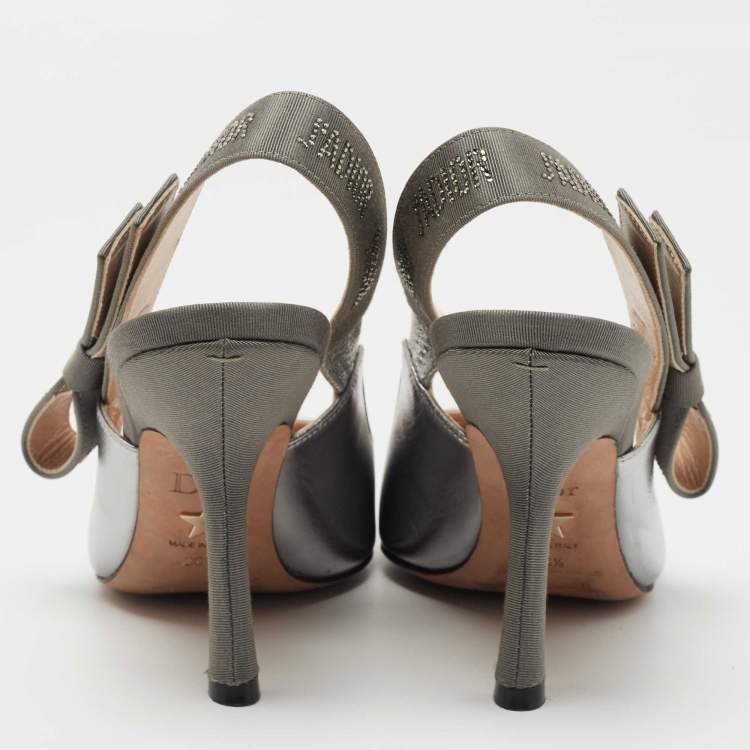 Pre Owned Dior Metallic Silver Leather J'adior Pumps Size 36.5