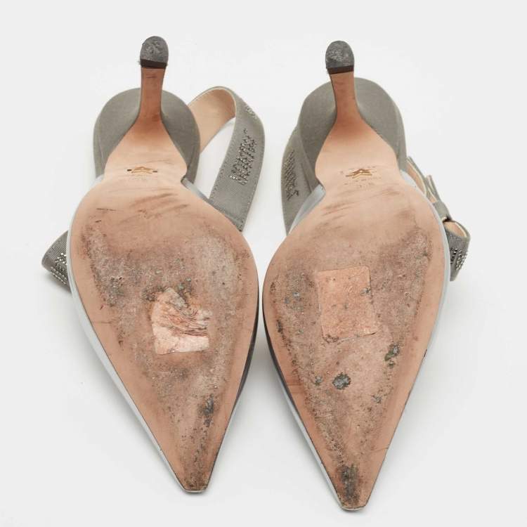 Pre Owned Dior Metallic Silver Leather J'adior Pumps Size 36.5