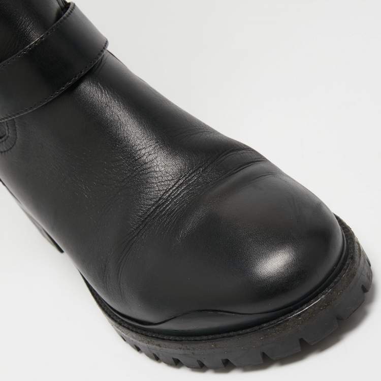 Pre Owned Dior Black Leather Over The Knee Boots Size 38