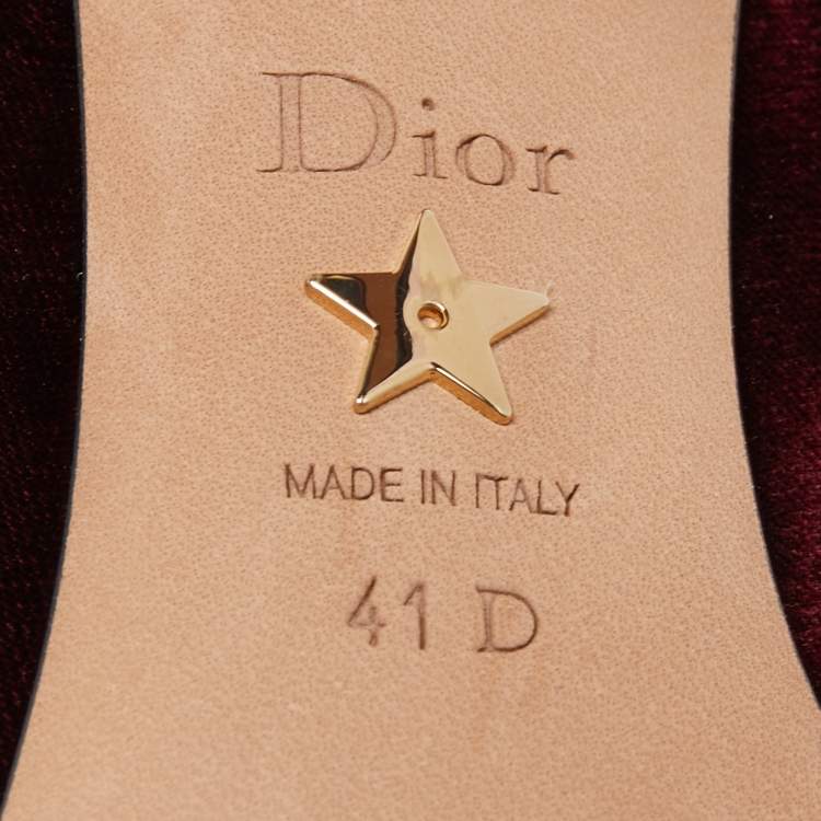 Pre Owned Dior Burgundy Velvet Crystal Embellishments Pumps Size 41 