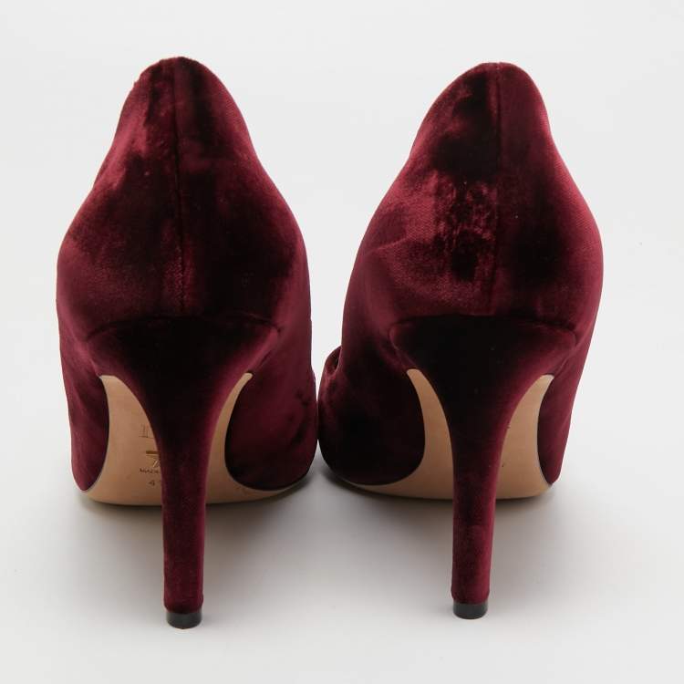 Pre Owned Dior Burgundy Velvet Crystal Embellishments Pumps Size 41 