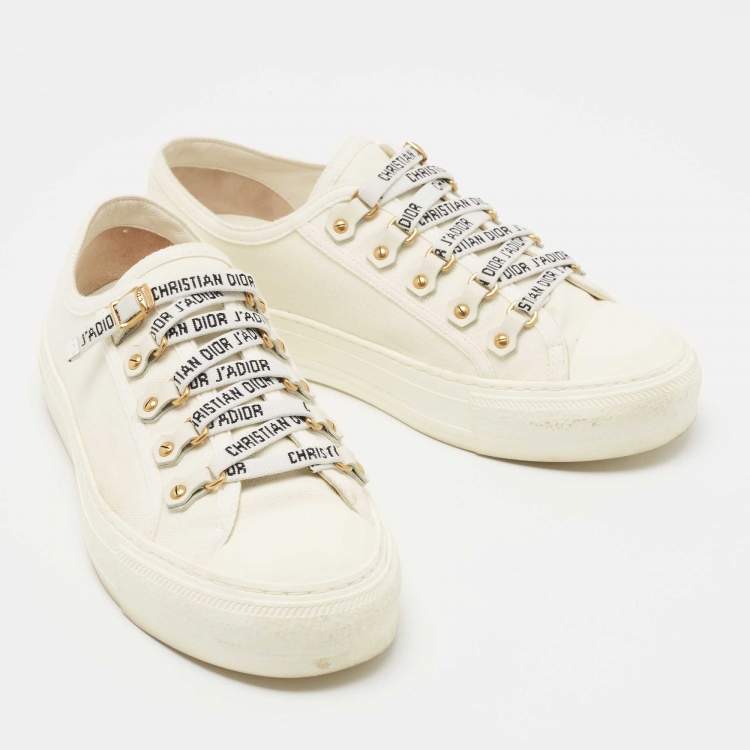 Pre Owned Dior Off White Canvas Walk'n'Dior Sneakers Size 38