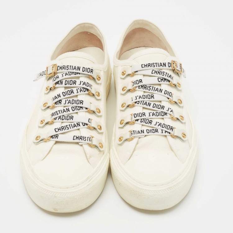 Pre Owned Dior Off White Canvas Walk'n'Dior Sneakers Size 38