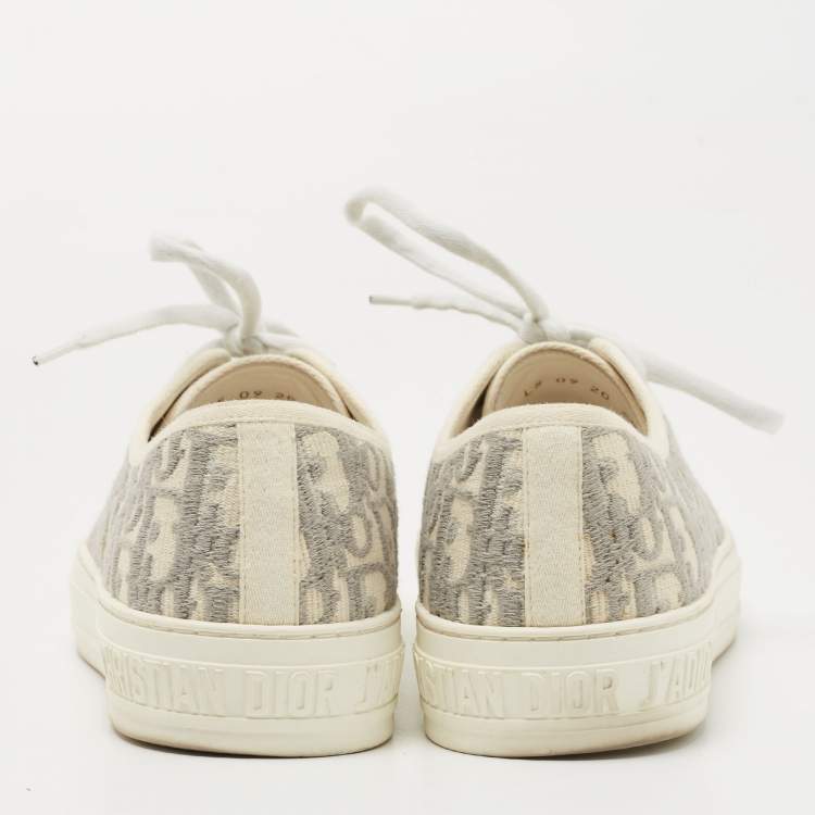 Pre Owned Dior Off White/Grey Oblique Canvas Walk'n'Dior Sneakers Size 40