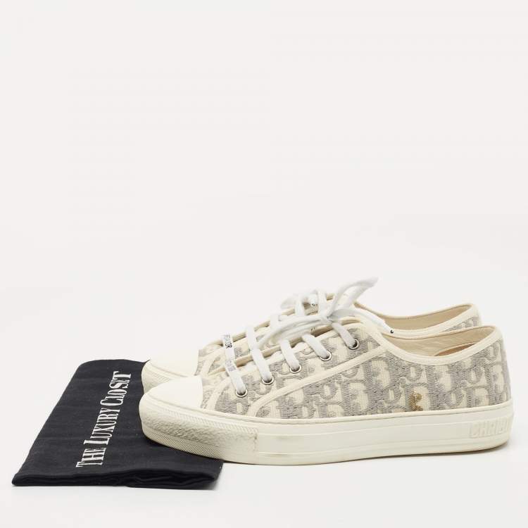 Pre Owned Dior Off White/Grey Oblique Canvas Walk'n'Dior Sneakers Size 40
