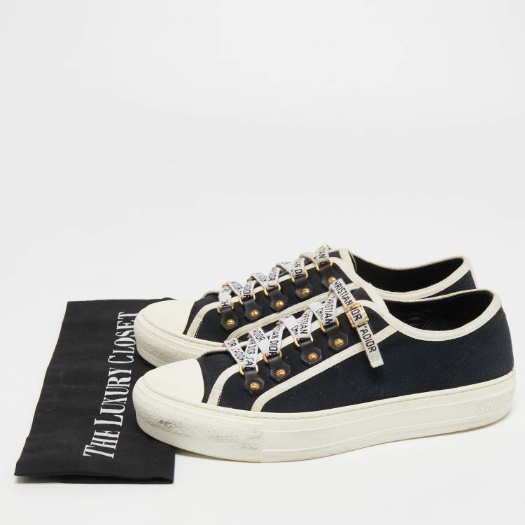 Pre Owned Dior Black Canvas Walk'n'Dior Sneakers Size 38.5