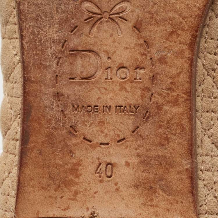 Pre Owned Dior Beige Cannage Suede Smoking Slippers Size 40
