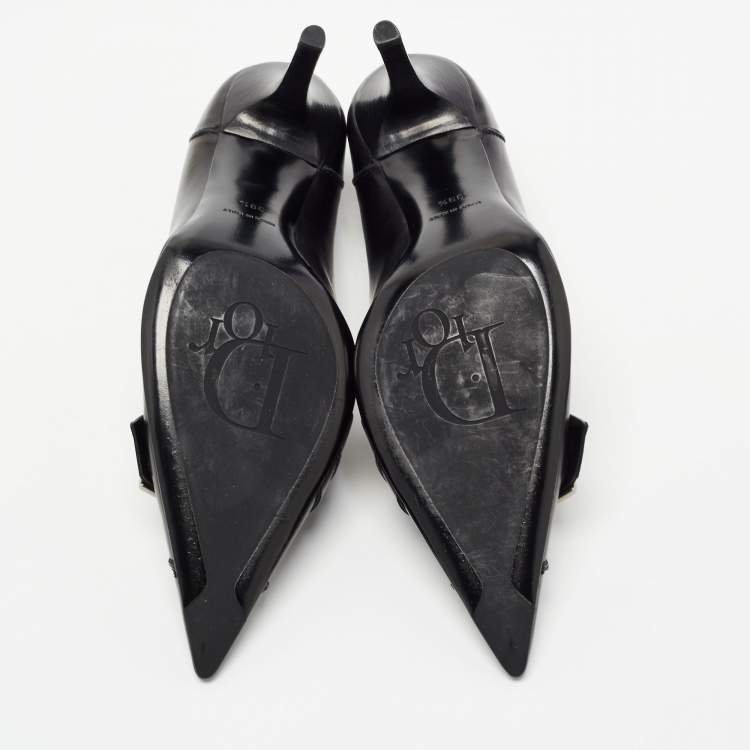 Pre Owned Dior Black Leather Pointed Toe Pumps Size 39.5