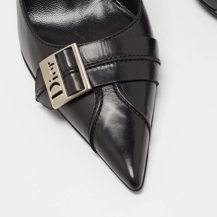 Pre Owned Dior Black Leather Pointed Toe Pumps Size 39.5
