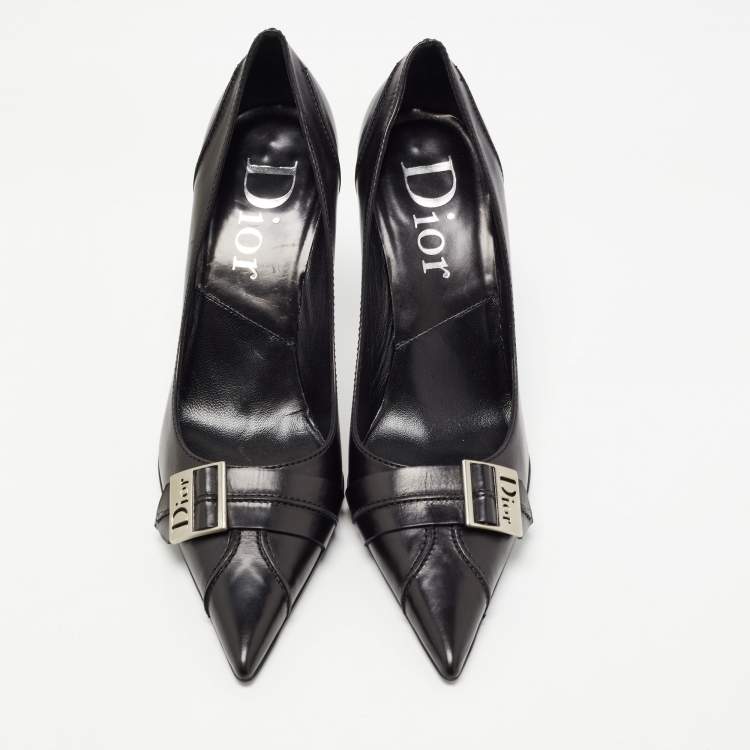 Pre Owned Dior Black Leather Pointed Toe Pumps Size 39.5