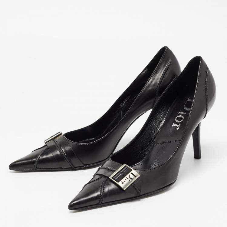 Pre Owned Dior Black Leather Pointed Toe Pumps Size 39.5