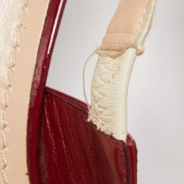 Pre Owned Dior Burgundy Patent Leather J'adior Slingback Pumps Size 36