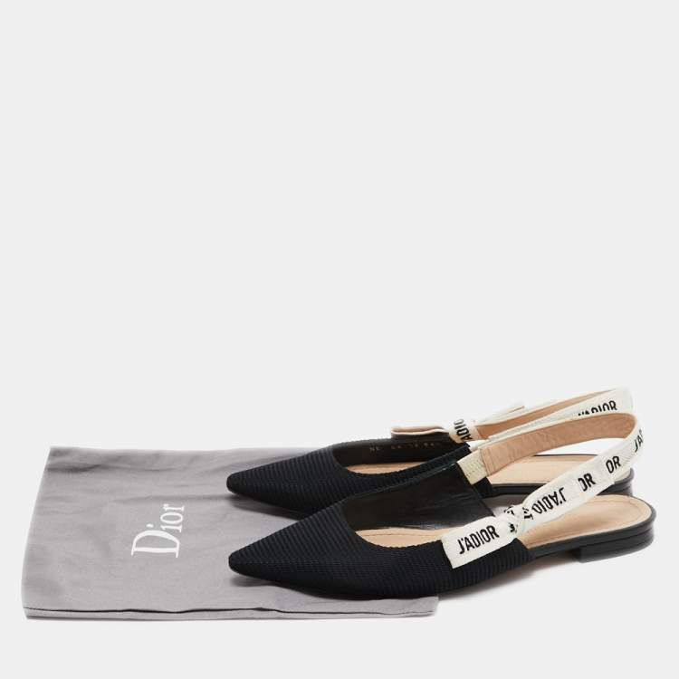 مملوكة مسبقًا Dior Black Fabric J'adior Slingback Flats Size 36.5