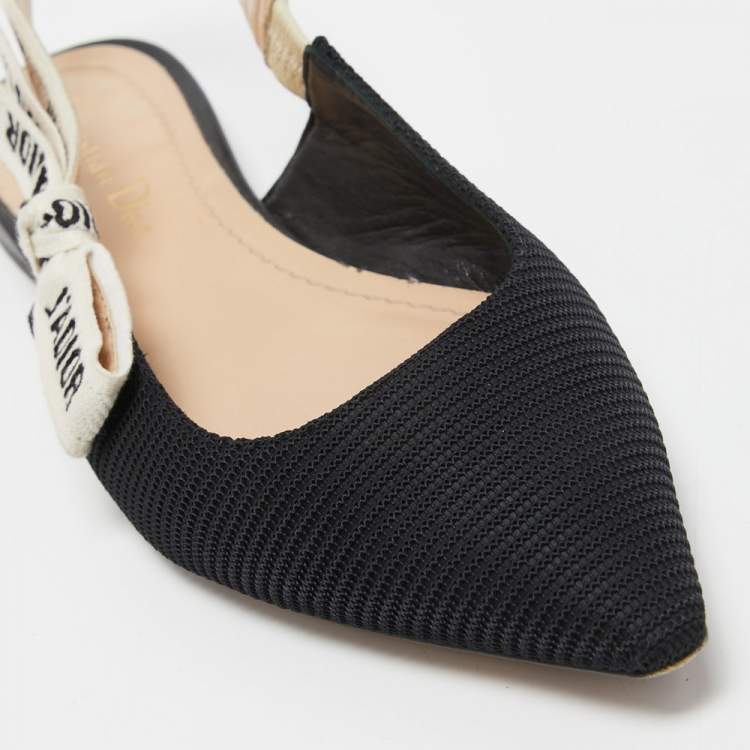 مملوكة مسبقًا Dior Black Fabric J'adior Slingback Flats Size 36.5