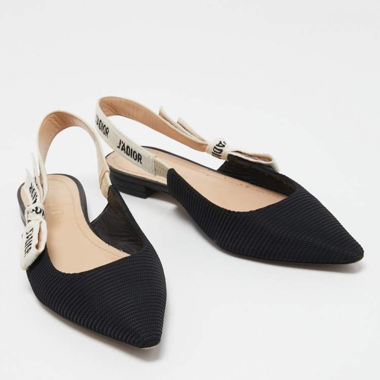 مملوكة مسبقًا Dior Black Fabric J'adior Slingback Flats Size 36.5