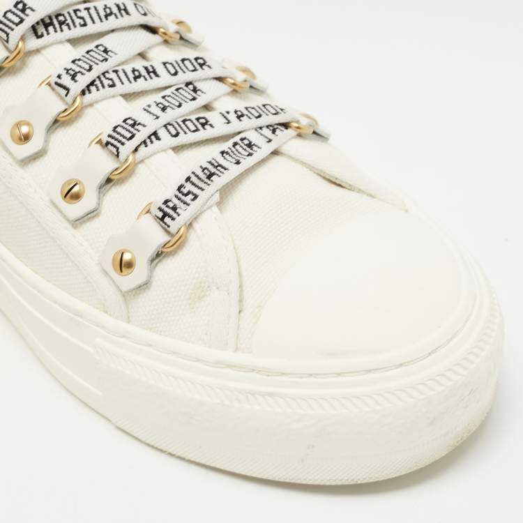 Pre Owned Dior  White Canvas Walk N Dior Low Top Sneakers Size 39