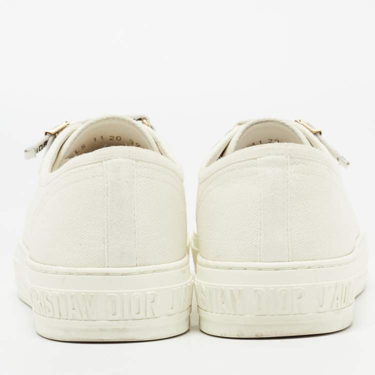 Pre Owned Dior  White Canvas Walk N Dior Low Top Sneakers Size 39