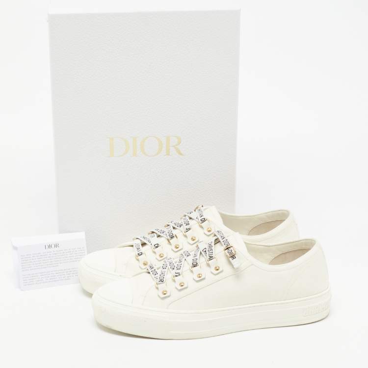 Pre Owned Dior  White Canvas Walk N Dior Low Top Sneakers Size 39