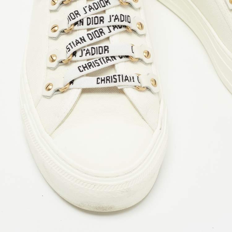 Pre Owned Dior  White Canvas Walk N Dior Low Top Sneakers Size 39