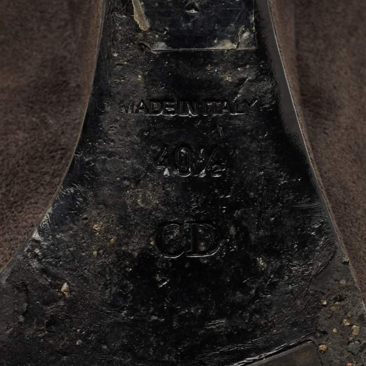 Pre Owned Dior Grey Suede and Wool Wedge Knee Length Boots Size 40.5