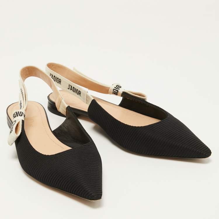 Pre Owned Dior Black Canvas J'adior Slingback Flat Sandals Size 39.5